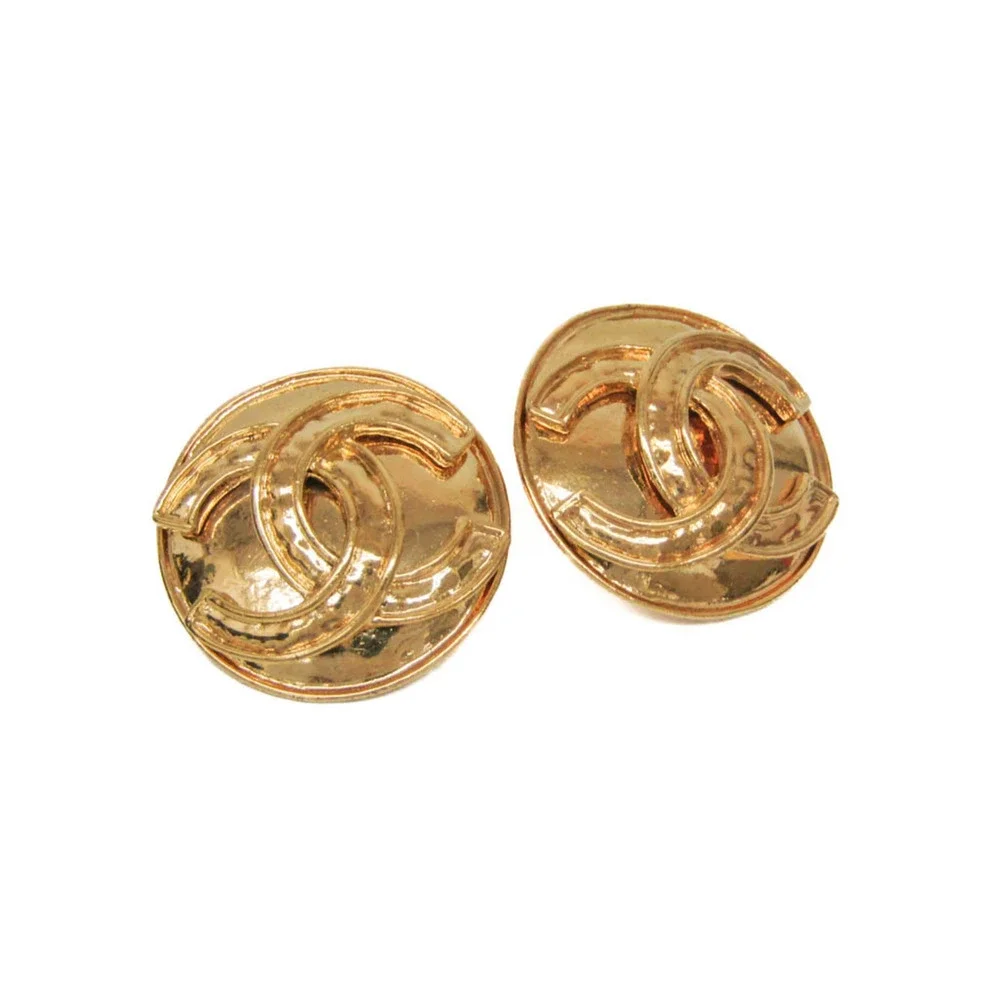 CHANEL Vintage Gold Logo Earrings